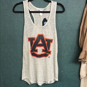 NWT XL Chicka-d Sliver Lurex Tank Top with Auburn University Logo